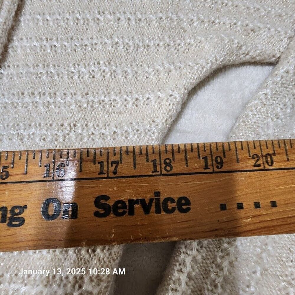 White House Black Market Women's XS Open Cardigan/Sweater Cream/Metallic Thread - Picture 5 of 8